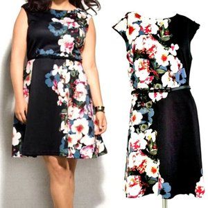 MIXT by Heidi Weisel Black Floral Belted Dress